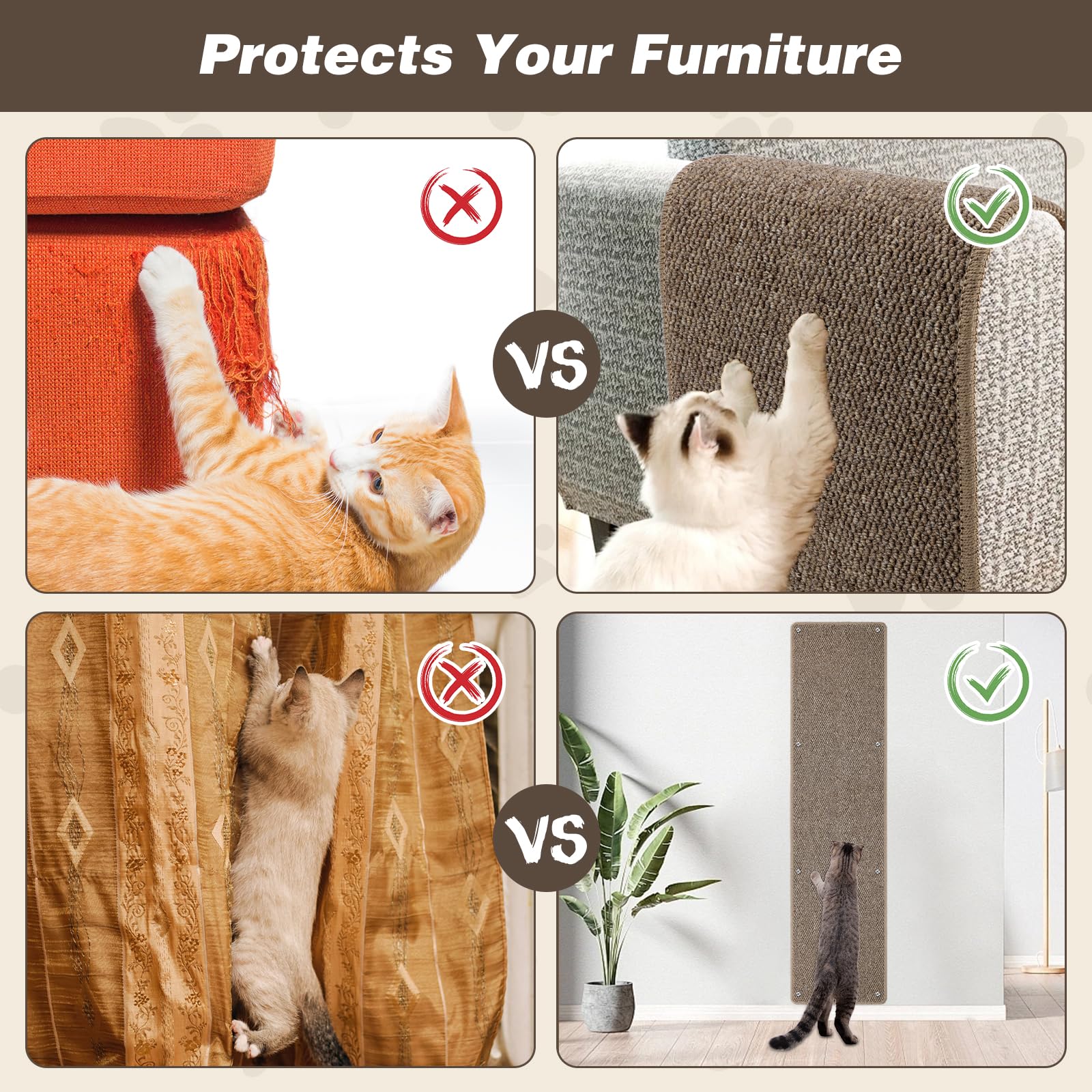 Fhtonge 71X15.8 Thickened Cat Wall Climbing Carpet With 16 Fixed Nails, Extra Large Tall Cat Scratch Pad For Wall, Wall Mounted